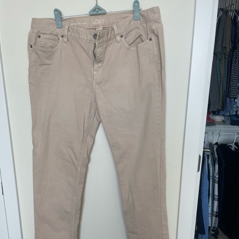 Tan Loft boyfriend jeans in excellent condition size 14.